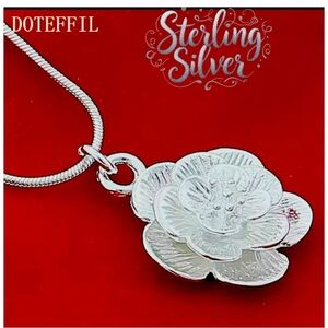 Sterling Silver Flower Pendant Necklace